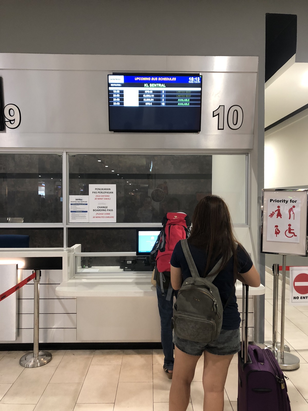 Counter 10 for Online Booking check in